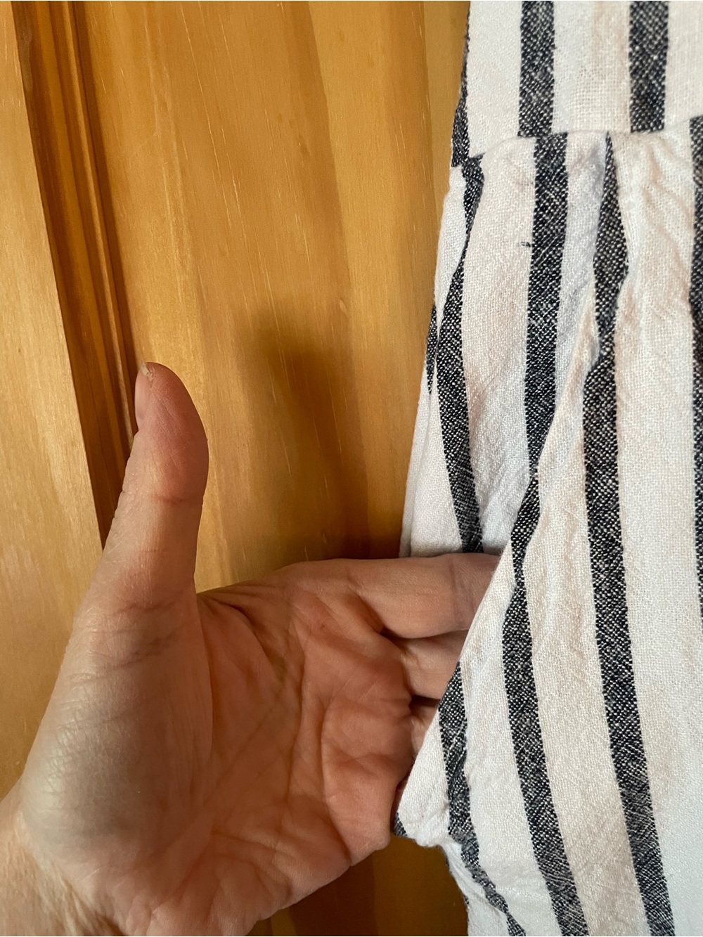 Old Navy White and Black Striped Button-Front Linen Blend Jumpsuit - Picture 3 of 6